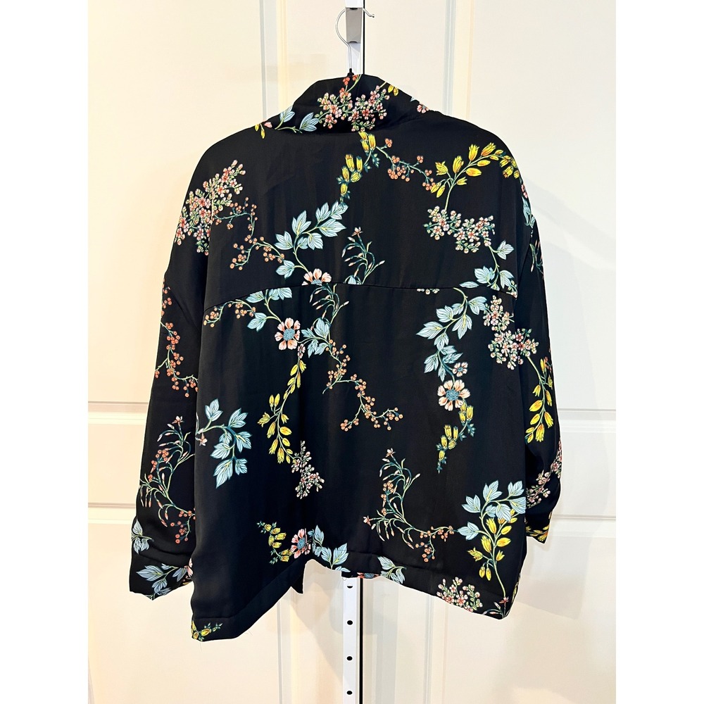 NWT Who What Wear Floral Kimono Jacket Black Satin Finish Plus Size 3X - Picture 5 of 11